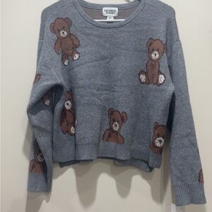 Kid’s Gray Teddy Bear Knit Sweater